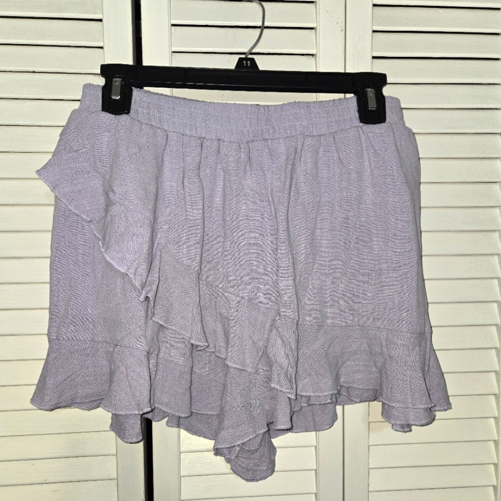 Allie Rose Women's M Linen Blend Ruffle Shorts NEW